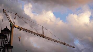 Crane on the background of clouds video