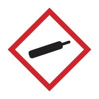 A red and black sign with a black object in the middle vector