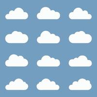 Clouds icons set on blue background vector