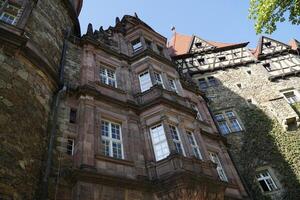 Walbrzych, Poland - August 12th, 2024 - Ksiaz Castle - external walls, view from below photo