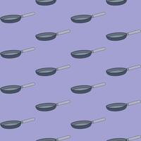 Frying pan seamless pattern with purple background in a flat color cartoon style breakfast concept vector