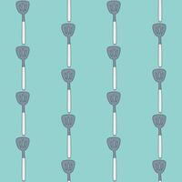 Slotted spatula seamless pattern with teal background in a flat color cartoon style breakfast concept vector