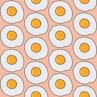 Fried egg seamless pattern with pink background in a flat color cartoon style breakfast concept vector