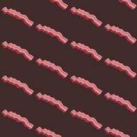 Bacon seamless pattern with brown background in a flat color cartoon style breakfast concept vector