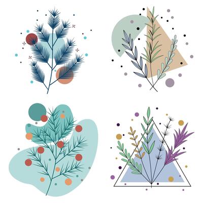 Abstract Leaves with Geometric Shapes