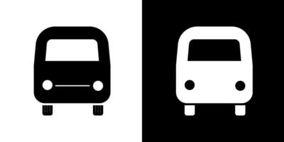 two black and white icons of a bus on white background vector