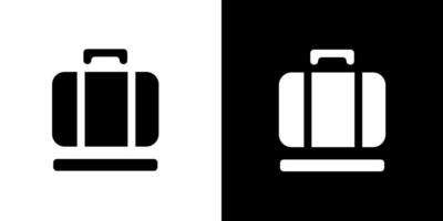 two black and white icon of a suitcase on white background vector