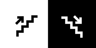 a black and white icon of a staircase with arrows pointing up and down vector