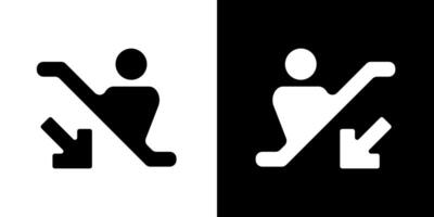 black and white icons of up and down the escalator vector