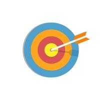 an arrow is in the center of a target on white background vector
