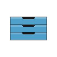 a blue drawer icon with three drawers on white background vector