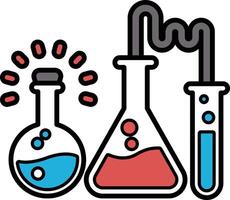 A drawing of three beakers with a light shining on them vector