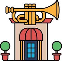 A building with a large trumpet on top of it vector
