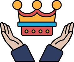 A hand is holding a crown, symbolizing protection and power vector