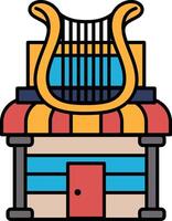A building with a door and a harp vector
