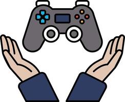 A hand holding a game controller vector
