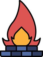 A red flame is drawn on a white background vector