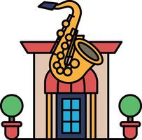 A building with a saxophone on top of it vector