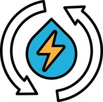 A blue and yellow symbol of water with two arrows pointing to it vector