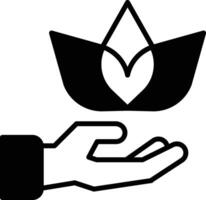 A hand holding a leaf with a heart in the middle vector
