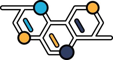 A drawing of a molecule with four different colored balls vector