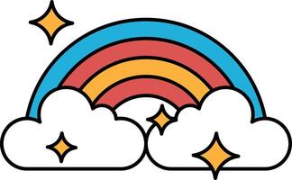 A rainbow with a cloud in the background vector
