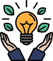 A light bulb is surrounded by leaves, symbolizing the importance of innovation vector