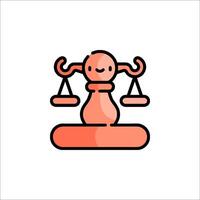 A justice scale icon with a red scale vector