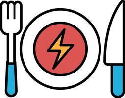 A plate with a knife with a lightning bolt in the middle vector