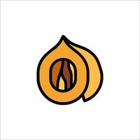 An orange fruit icon with a leaf on it vector