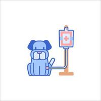 A dog with a blood bag and an iv stand vector