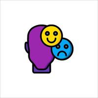 A purple and yellow face with two smiley faces vector