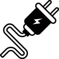 A black and white plug with a lightning bolt on it vector