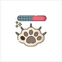 A cartoon dog paw with a pill and a pill vector