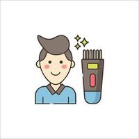 A man with a comb and a comb in his hand vector