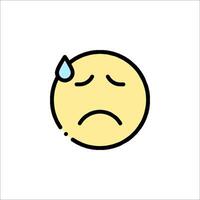 A sad emoticor with a tear drop on his face vector