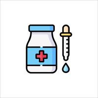A bottle of medicine and syringe on a white background vector