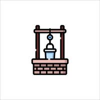 A water well icon with a bucket and a ladder vector