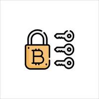 Cryptocurrency security icon, bitcoin keypad, padlock, padlock icon, padlock vector