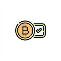 Bitcoin icon with check mark vector