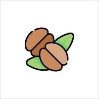 Two nuts with leaves on a white background vector