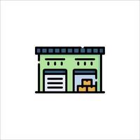 A warehouse icon with boxes on the floor vector
