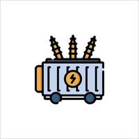 A cartoon illustration of a garbage truck with a power line vector
