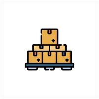 A stack of boxes on a pallet icon vector