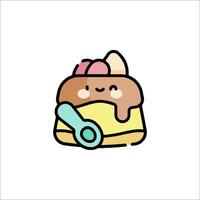 A cute little cake with a spoon and a spoon vector