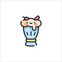 A cartoon milkshake with a straw in it vector