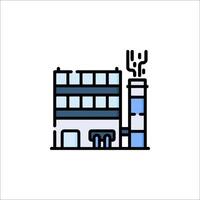 A factory building with a chimney and smoke coming out of it vector