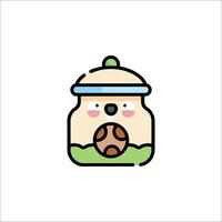 A cute bear with a jar on a white background vector