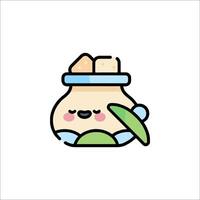 A cute little jar with a face on it vector