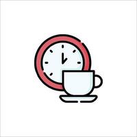 A cup of coffee and a clock icon vector